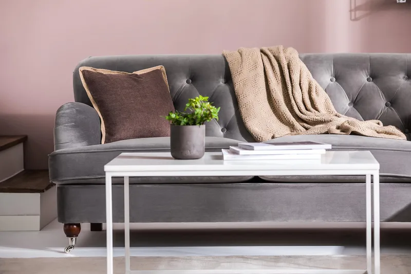 Howard Riviera 3-sits Sammetssoffa - Ljusgrå - Products - Möbler - Soffa - 3 sits soffa