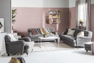 Howard Riviera 3-sits Sammetssoffa - Ljusgrå - Products - Möbler - Soffa - 3 sits soffa