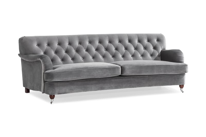 Howard Riviera 3-sits Svängd Sammetssoffa - Ljusgrå - Products - Möbler - Soffa - 3 sits soffa