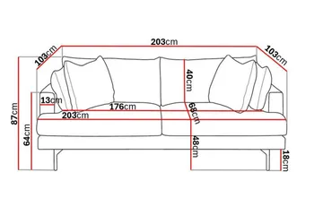 Menard 3-sits Djup Manchestersoffa - Beige - Products - Möbler - Soffa - 3 sits soffa