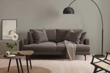 Menard 3-sits Djup Manchestersoffa - Mörkgrå - Products - Möbler - Soffa - 3 sits soffa