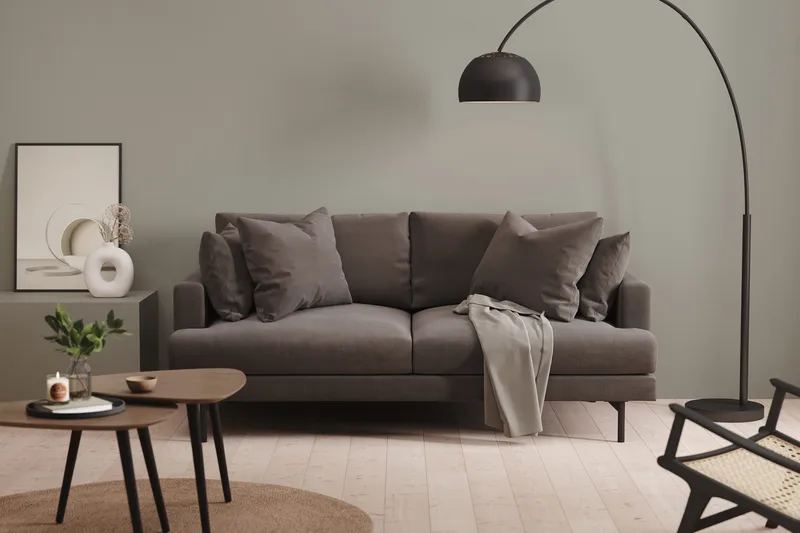 Menard 3-sits Djup Manchestersoffa - Mörkgrå - Products - Möbler - Soffa - 3 sits soffa