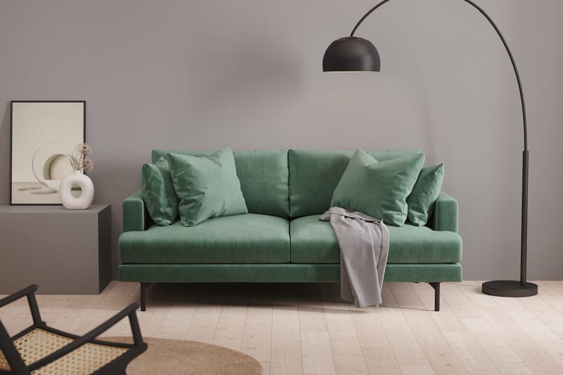 Menard 3-sits Djup Sammetssoffa - Mörkgrön - Products - Möbler - Soffa - 3 sits soffa