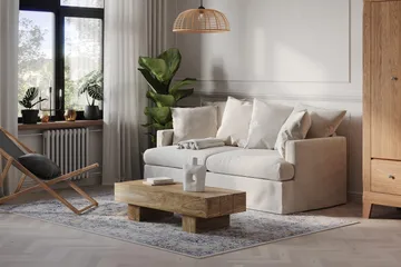 Menard 3-sits Djup Tygsoffa - Beige - Products - Möbler - Soffa - 3 sits soffa