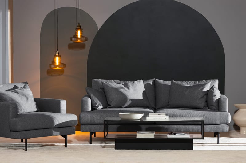 Menard 3-sits Djup Tygsoffa - Mörkgrå - Products - Möbler - Soffa - 3 sits soffa