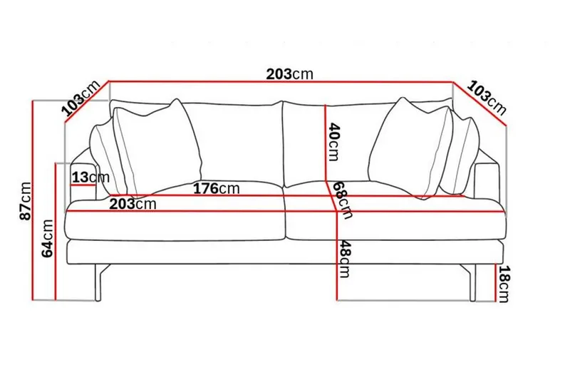 Menard 3-sits Djup Tygsoffa - Mörkgrå - Products - Möbler - Soffa - 3 sits soffa