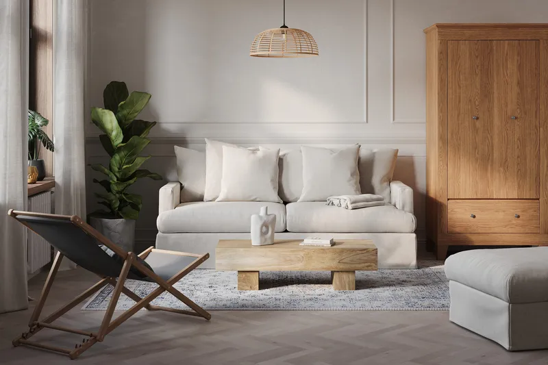 Menard 4-sits Djup Tygsoffa - Beige - Products - Möbler - Soffa - 4 sits soffa