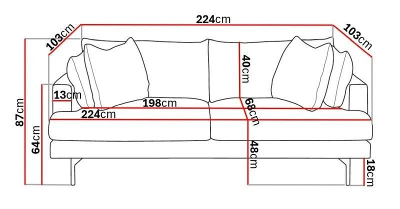 Menard 4-sits Djup Tygsoffa - Beige - Products - Möbler - Soffa - 4 sits soffa