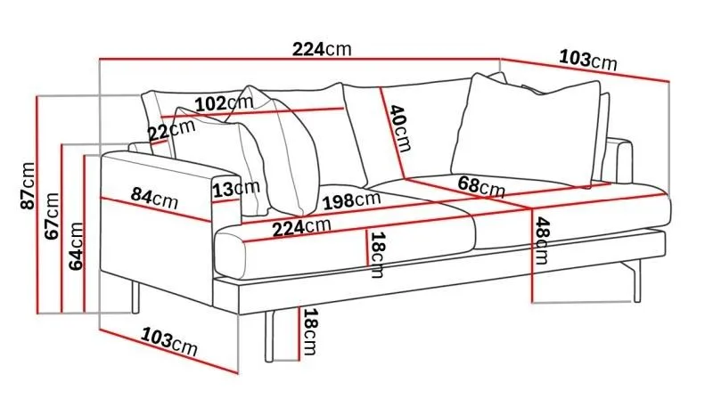 Menard 4-sits Djup Tygsoffa - Brun - Products - Möbler - Soffa - 4 sits soffa