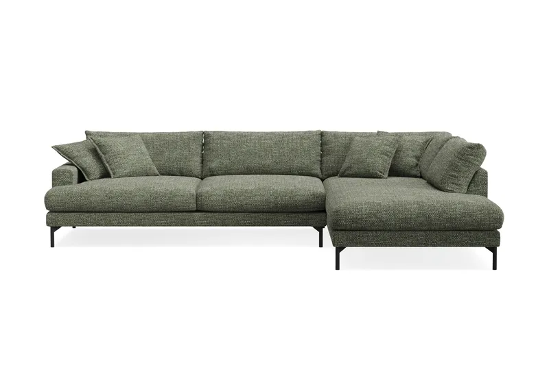Menard Premium 5-sits Högervänd L-formad Djup Schäslongsoffa i Chenille, Grön