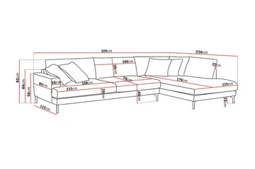 Menard Premium 5-sits Högervänd L-formad Djup Schäslongsoffa i Chenille - Grå/Blå - Products - Möbler - Soffa - Divansoffa & schäslongsoffa