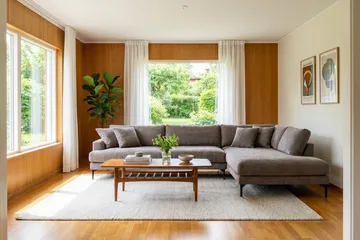 Menard Premium 5-sits Högervänd L-formad Djup Schäslongsoffa i Chenille - Grå/Brun - Products - Möbler - Soffa - Divansoffa & schäslongsoffa