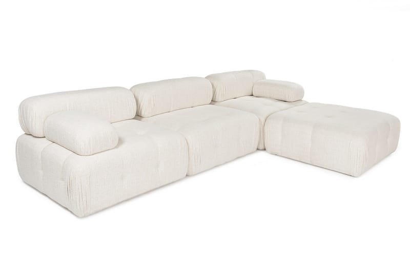 Belgin Bubblig Divansoffa 3-sits 315 cm med utfällbara armstöd och ryggstöd - Ljus / Beige - Products - Möbler - Soffa - Modulsoffa - Komplett modulsoffa