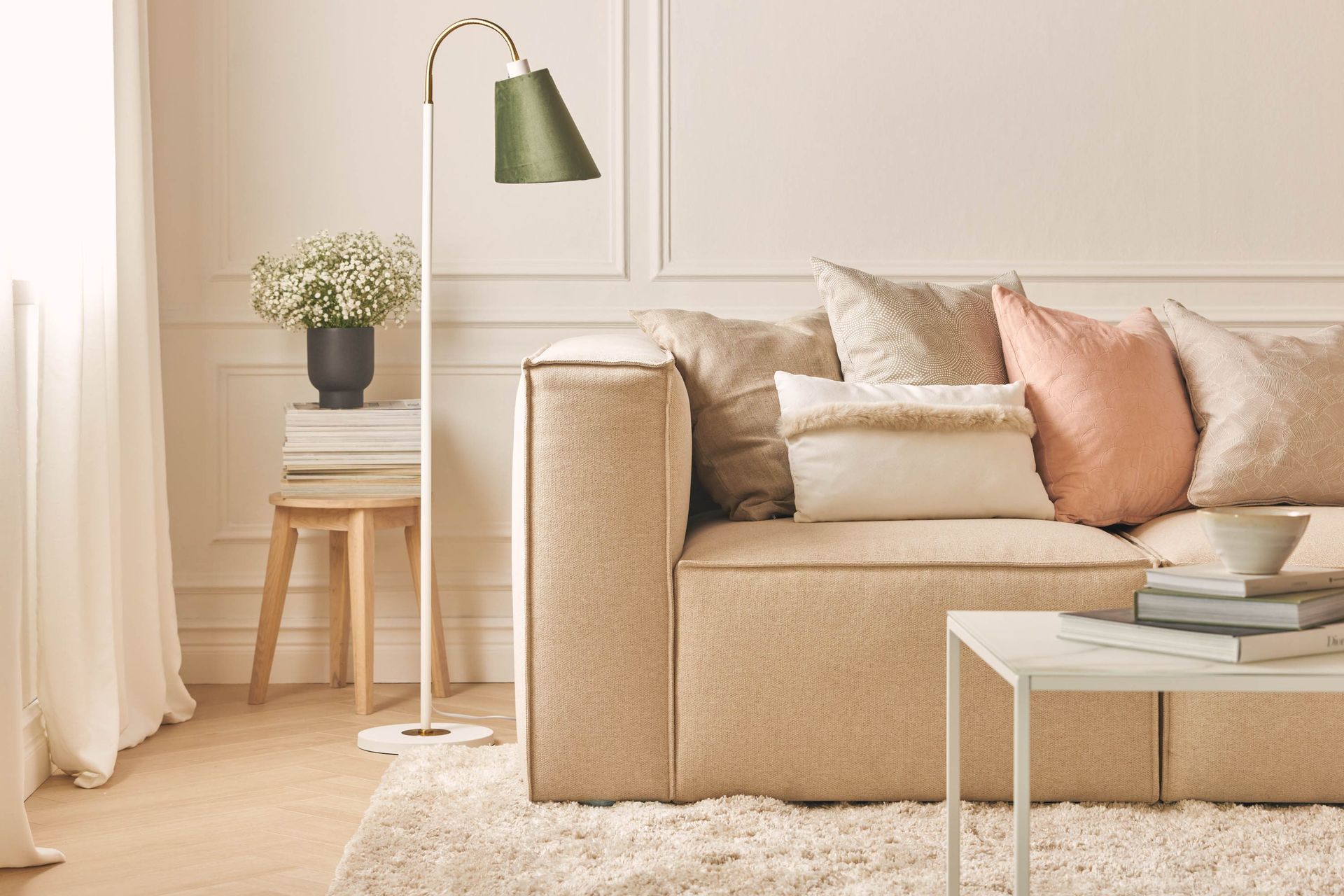 Cubo 1-sits Vänstermodul i Tyg 108 cm bred - Beige - Products - Möbler - Soffa - Modulsoffa - Övriga moduler till modulsoffa