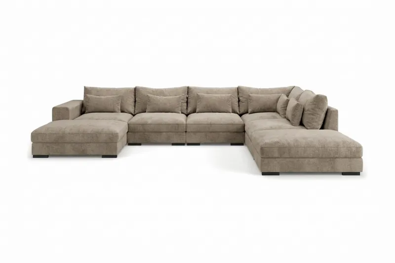 Dubai Stor U Soffa modul med Divan Vänster Extra Djup i Chenille - Brun - Products - Möbler - Soffa - Modulsoffa - Komplett modulsoffa