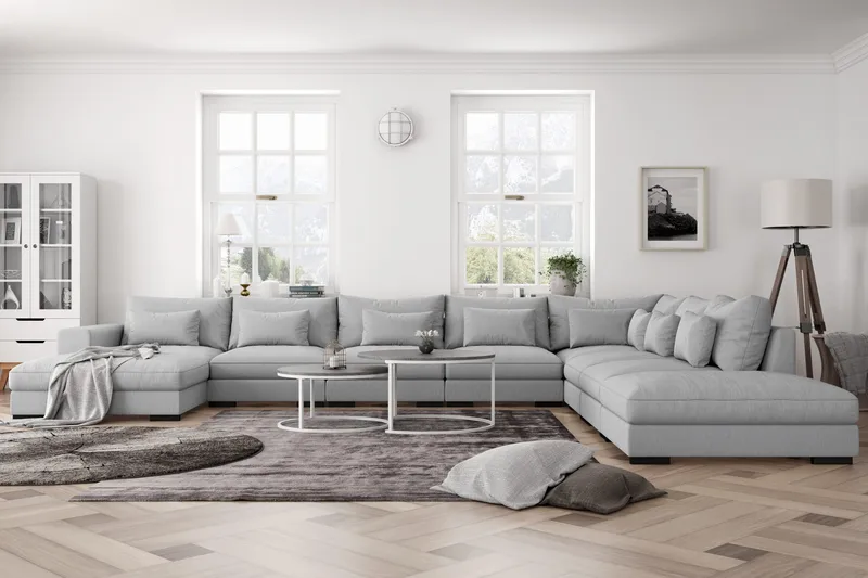 Dubai U-modulsoffa Large med Divan Vänster Extra Djup - Ljusgrå - Products - Möbler - Soffa - Modulsoffa - Komplett modulsoffa
