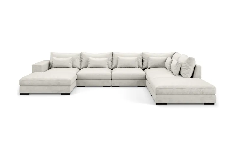 Dubai U-modulsoffa med Divan Vänster Sammet Extra Djup - Vit - Products - Möbler - Soffa - Modulsoffa - Komplett modulsoffa
