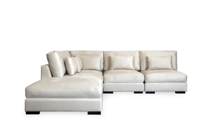 Dubai Schäslongsoffa Höger Sammet Extra Djup - Vit - Products - Möbler - Soffa - Modulsoffa - Komplett modulsoffa