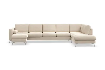 Ocean Lyx 6-sits Högervänd U-formad Soffa med Divan och Schäslong + Fotpall i Sammet