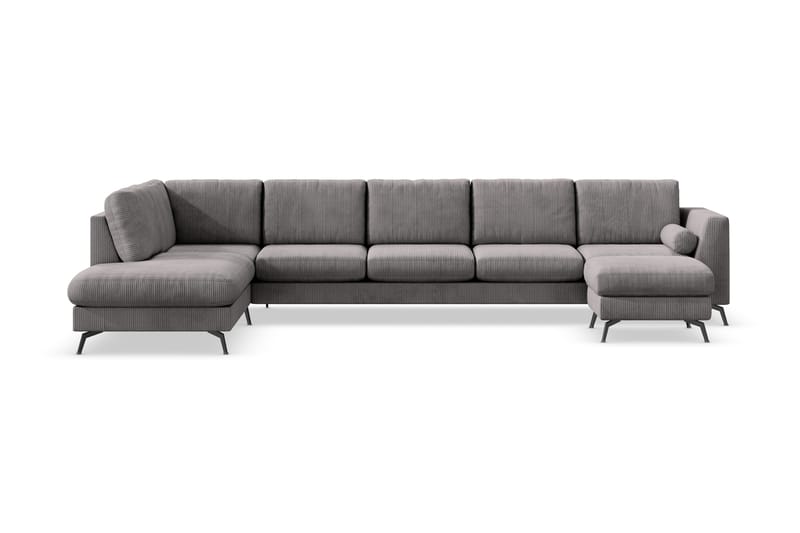 Ocean Lyx 6-sits Vänstervänd U-formad Soffa med Divan och Schäslong + Fotpall i Manchester, Mörkgrå