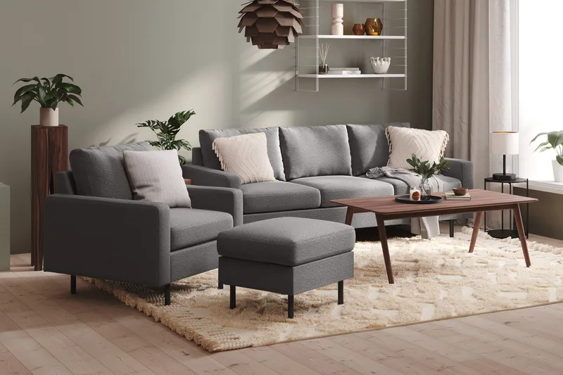 Peppe 3-sits Tygsoffa - Ljusgrå - Products - Möbler - Soffa - 3 sits soffa