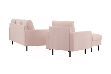 Peppe Soffgrupp 3-sits Vändbar L-formad Divansoffa + Fåtölj + Fotpall i Manchester - Rosa - Products - Möbler - Soffa - Soffgrupp