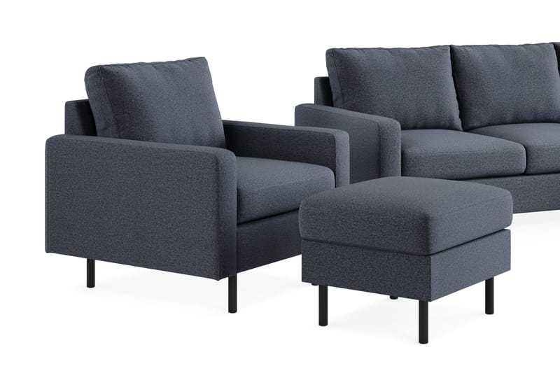 Peppe Soffgrupp 3-sits Vändbar L-formad Divansoffa + Fåtölj + Fotpall i Tyg - Mörkgrå - Products - Möbler - Soffa - Soffgrupp