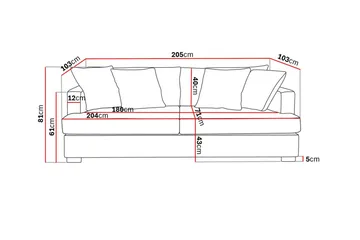 Rossita 3-sits Djup Soffa i Chenille - Svart - Products - Möbler - Soffa - 3 sits soffa
