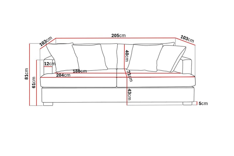 Rossita 3-sits Djup Soffa i Tyg - Beige - Products - Möbler - Soffa - 3 sits soffa
