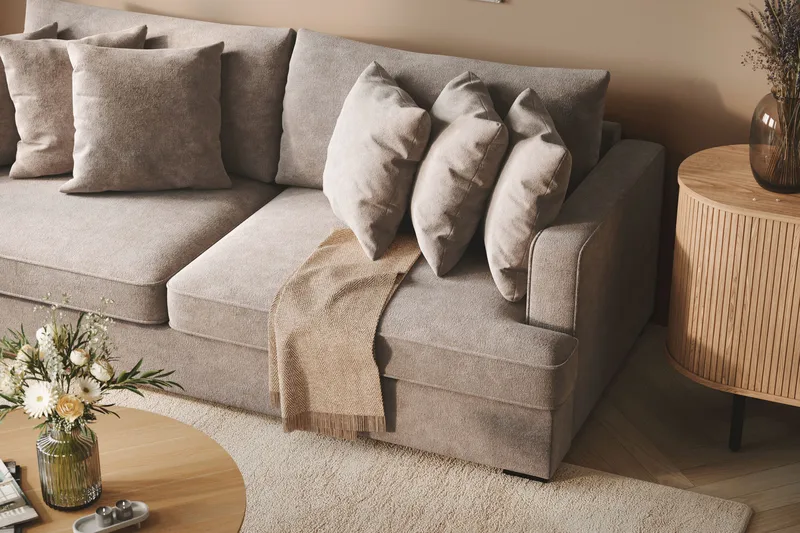 Rossita 4-sits Djup Soffa i Chenille - Grå / Brun - Products - Möbler - Soffa - 4 sits soffa