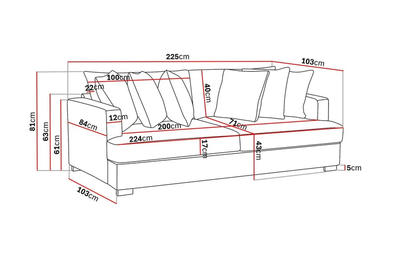Rossita 4-sits Djup Soffa i Tyg - Brun - Products - Möbler - Soffa - 4 sits soffa