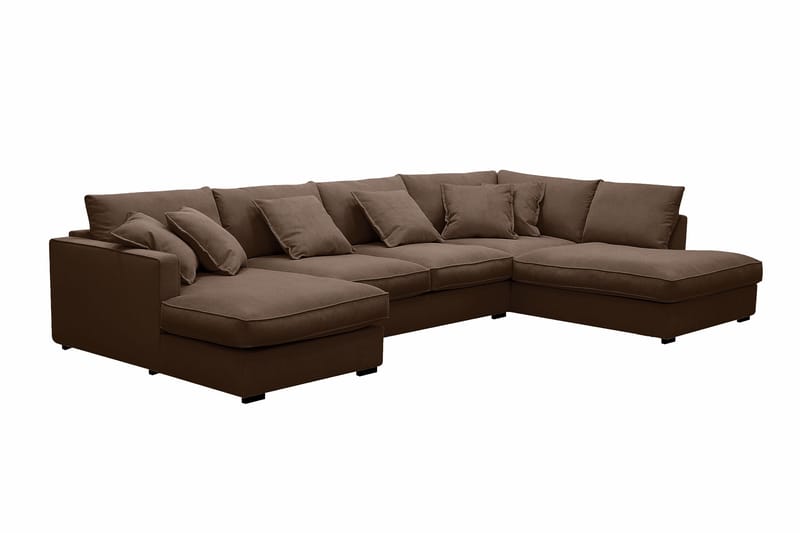 Rossita Lyx 5-sits Högervänd U-formad Extra djup Soffa med Divan och Schäslong i Manchester - Mörkbrun - Products - Möbler - Soffa - U-soffa
