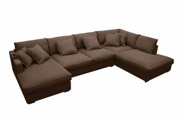 Rossita Lyx 5-sits Högervänd U-formad Extra djup Soffa med Divan och Schäslong i Manchester - Mörkbrun - Products - Möbler - Soffa - U-soffa