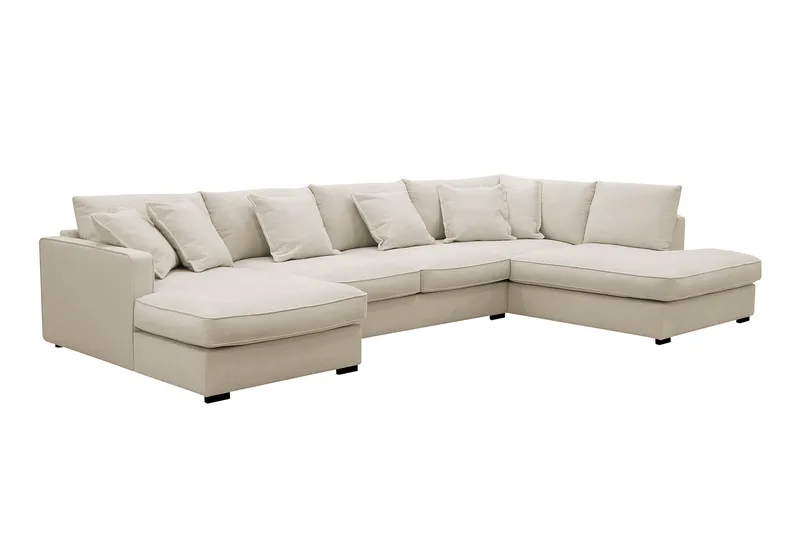 Rossita Lyx 5-sits Högervänd U-formad Extra djup Soffa med Divan och Schäslong i Tyg - Beige - Products - Möbler - Soffa - U-soffa