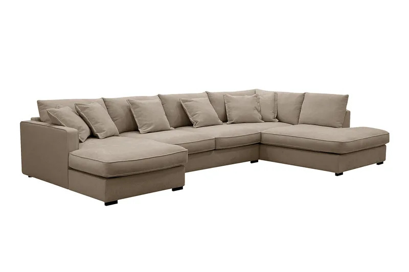 Rossita Lyx 5-sits Högervänd U-formad Extra djup Soffa med Divan och Schäslong i Tyg - Brun - Products - Möbler - Soffa - U-soffa