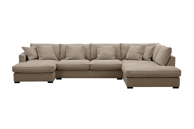 Rossita Lyx 5-sits Högervänd U-formad Extra djup Soffa med Divan och Schäslong i Tyg, Brun