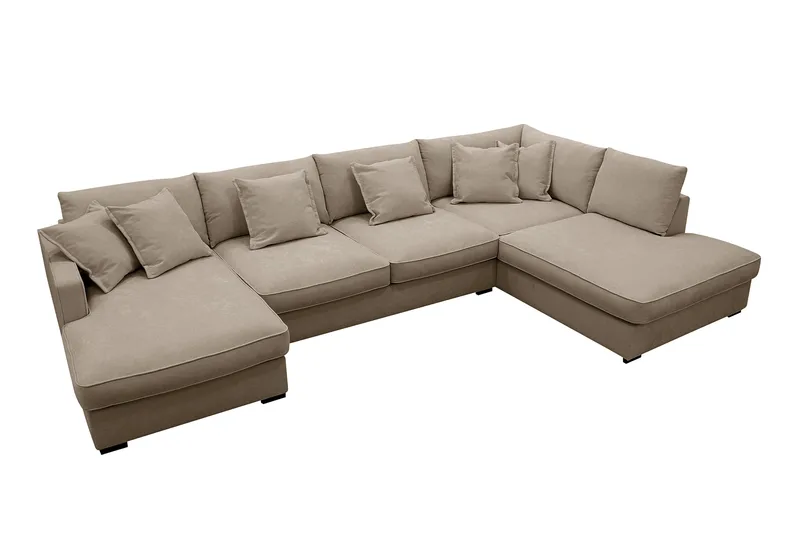 Rossita Lyx 5-sits Högervänd U-formad Extra djup Soffa med Divan och Schäslong i Tyg - Brun - Products - Möbler - Soffa - U-soffa