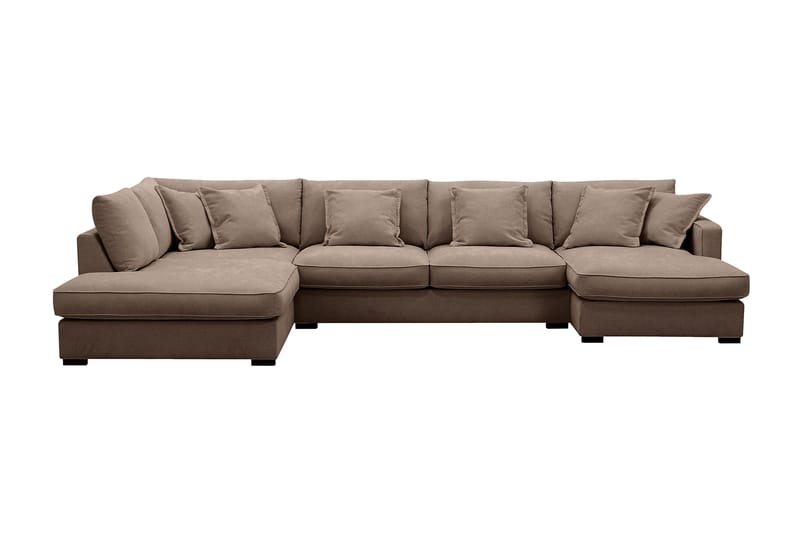 Rossita Lyx 5-sits Högervänd U-formad Extra djup Soffa med Divan och Schäslong i Tyg, Mörkbrun