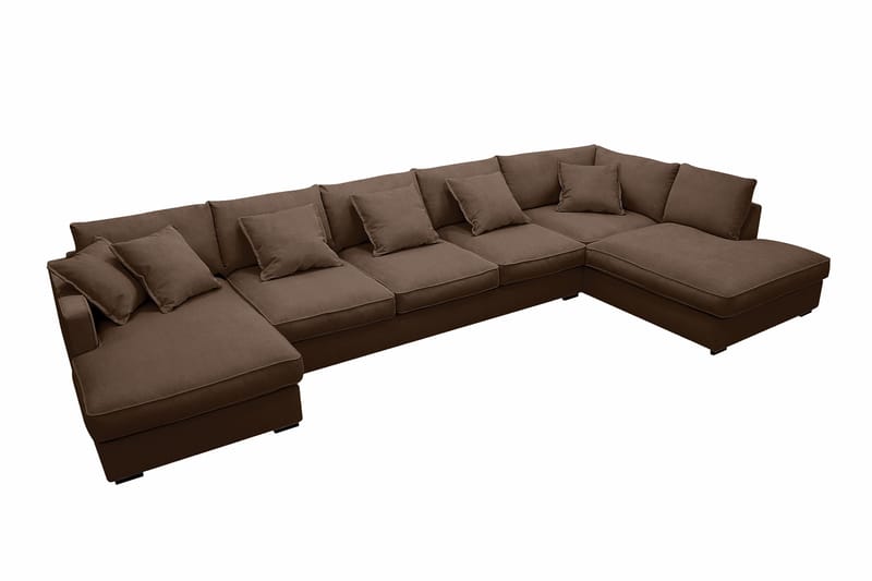 Rossita Lyx 6-sits Högervänd U-formad Extra djup Soffa med Divan och Schäslong i Manchester - Mörkbrun - Products - Möbler - Soffa - U-soffa