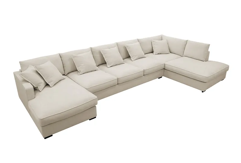 Rossita Lyx 6-sits Högervänd U-formad Extra djup Soffa med Divan och Schäslong i Tyg - Beige - Products - Möbler - Soffa - U-soffa