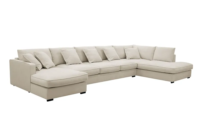 Rossita Lyx 6-sits Högervänd U-formad Extra djup Soffa med Divan och Schäslong i Tyg - Beige - Products - Möbler - Soffa - U-soffa