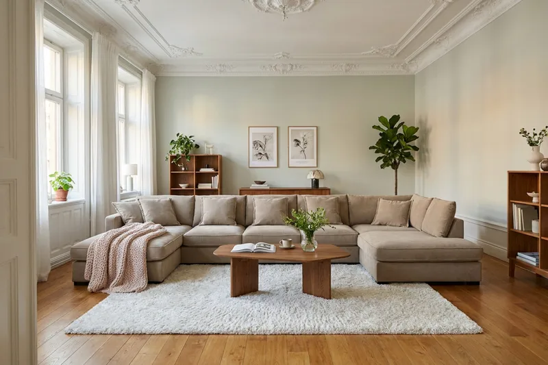 Rossita Lyx 6-sits Högervänd U-formad Extra djup Soffa med Divan och Schäslong i Tyg - Brun - Products - Möbler - Soffa - U-soffa