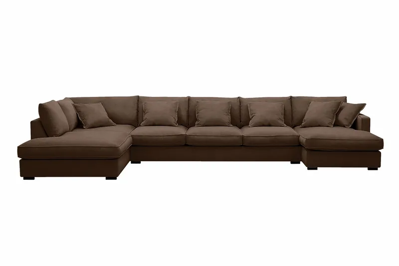 Rossita Lyx 6-sits Vänstervänd U-formad Extra djup Soffa med Divan och Schäslong i Manchester, Mörkbrun