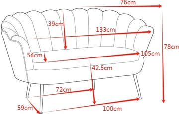Soffa 2-sits brun sammet med kromade ben - Brun - Products - Möbler - Soffa - Sammetssoffa