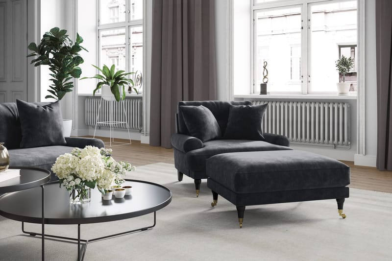 Andrew Soffgrupp 2+1 Sammet - Mörkgrå - Products - Möbler - Soffa - Soffgrupp - Howard soffgrupp
