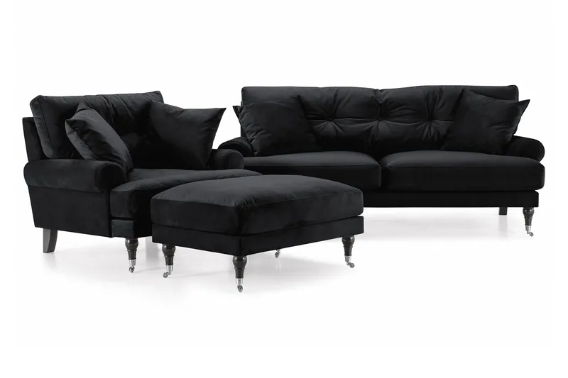 Andrew Soffgrupp 2+1 Sammet, Svart