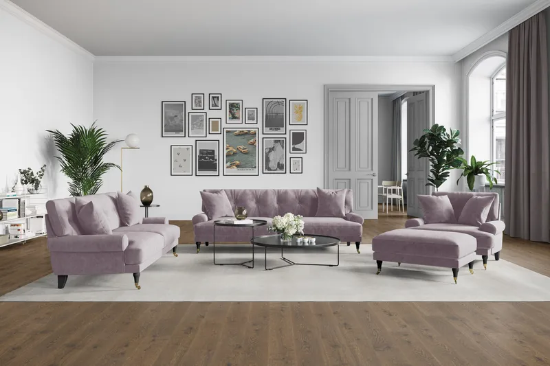 Andrew Soffgrupp 3+2+1 Sammet - Lila - Products - Möbler - Soffa - Soffgrupp - Howard soffgrupp