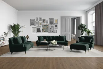 Andrew Soffgrupp 3+2 Sammet - Grön - Products - Möbler - Soffa - Soffgrupp - Howard soffgrupp