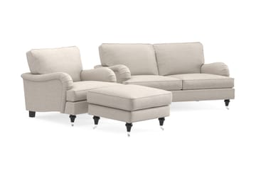 Howard Classic Soffgrupp 2-sits Soffa + Fåtölj + Fotpall i Tyg - Beige - Products - Möbler - Soffa - Soffgrupp - Howard soffgrupp