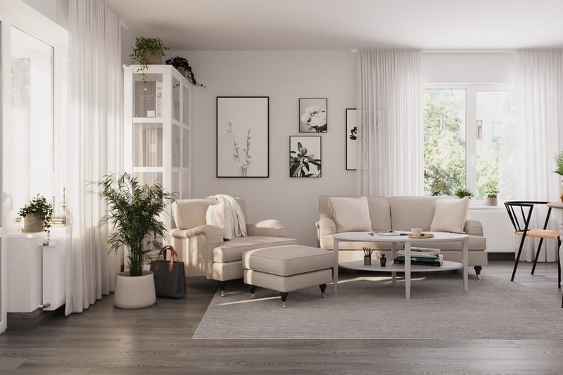 Howard Classic Soffgrupp 2-sits Soffa + Fåtölj + Fotpall i Tyg - Beige - Products - Möbler - Soffa - Soffgrupp - Howard soffgrupp